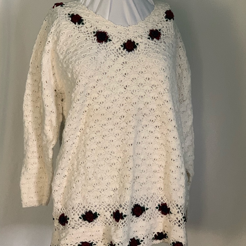 Hand Knitted Off White Sweater